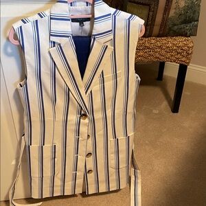 Blue and White Striped women vest new
